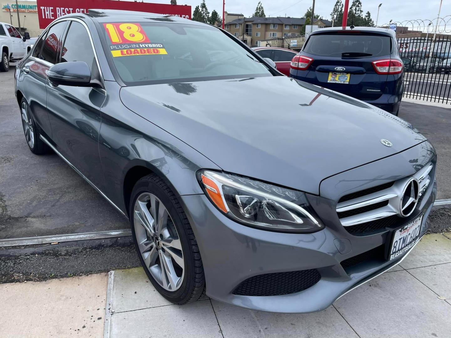 2018 GRAY /BLACK Mercedes-Benz C-Class Hybrid (55SWF4HB6JU) , located at 744 E Miner Ave, Stockton, CA, 95202, (209) 944-5770, 37.956863, -121.282082 - Photo#0